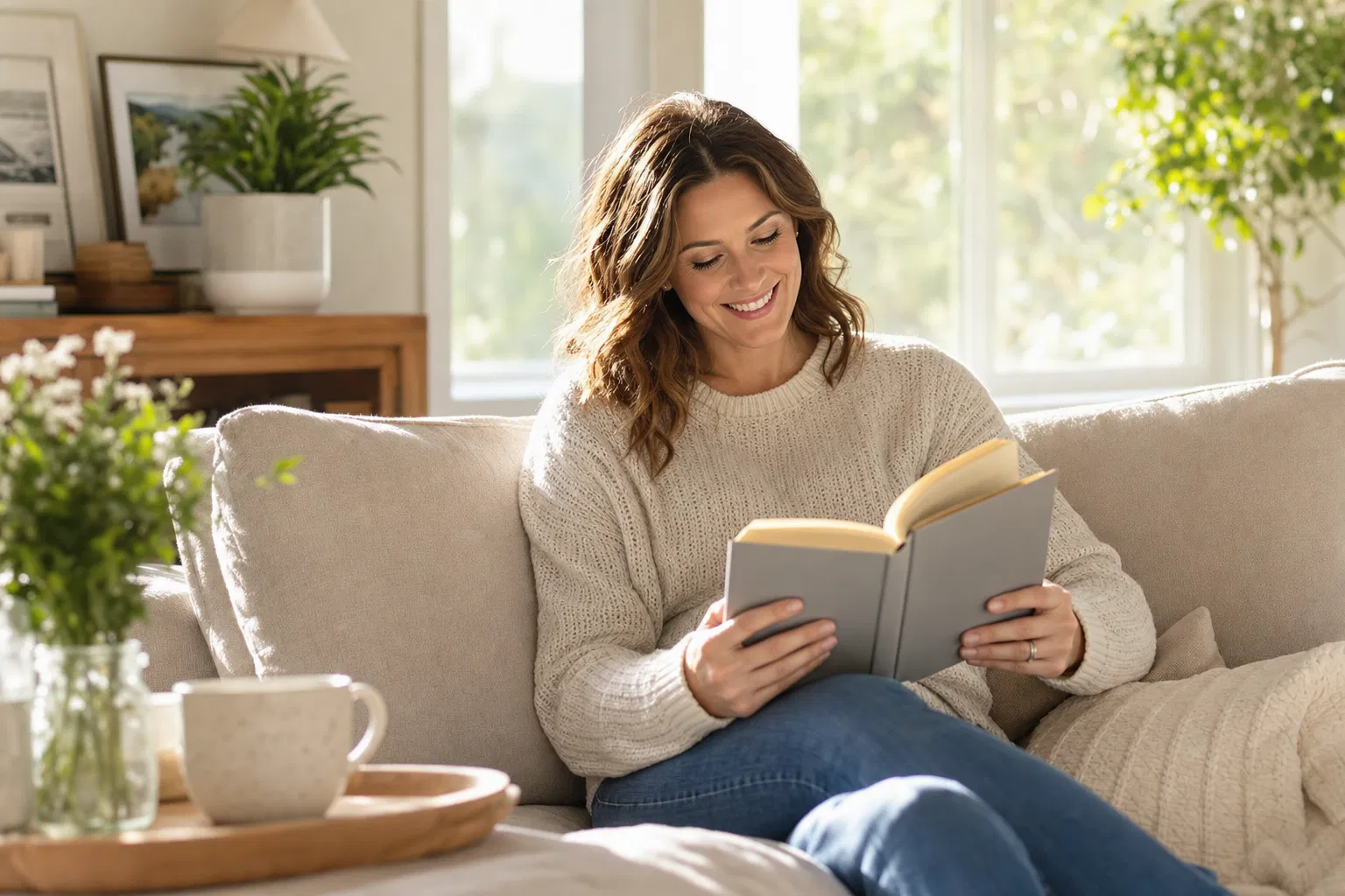 Woman relaxed and migraine-free after Integrative Health